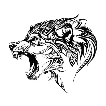 Fine Carving Stickers Beautiful Wolf Wild Animal Predator Tribal Do Not Damage The Wall Surface