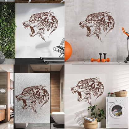 Fine Carving Stickers Beautiful Wolf Wild Animal Predator Tribal Do Not Damage The Wall Surface