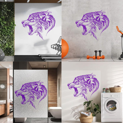 Fine Carving Stickers Beautiful Wolf Wild Animal Predator Tribal Do Not Damage The Wall Surface