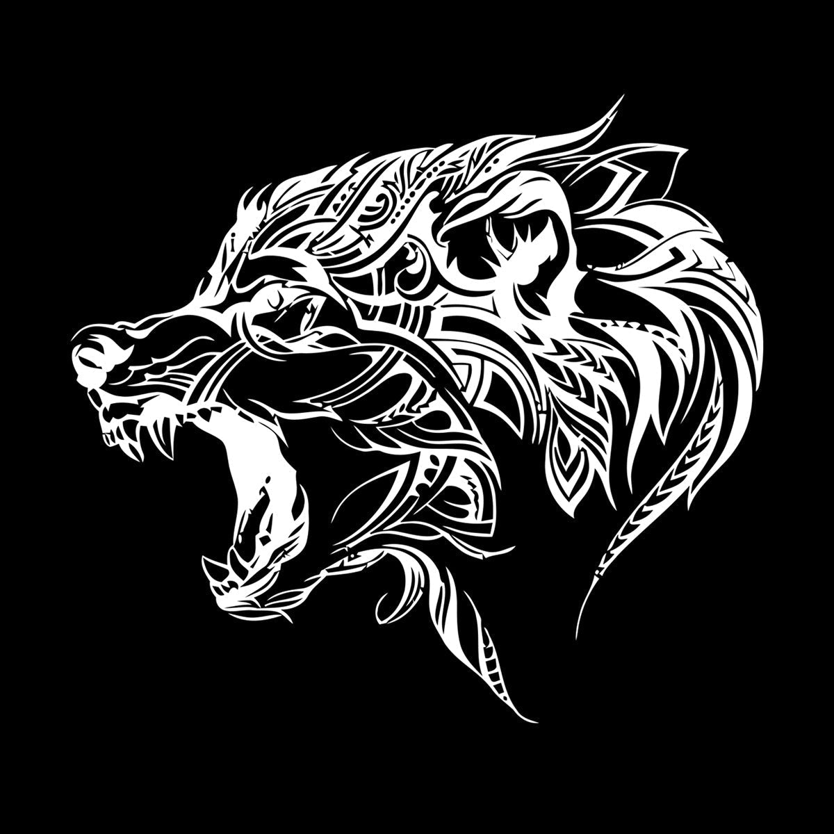 Fine Carving Stickers Beautiful Wolf Wild Animal Predator Tribal Do Not Damage The Wall Surface