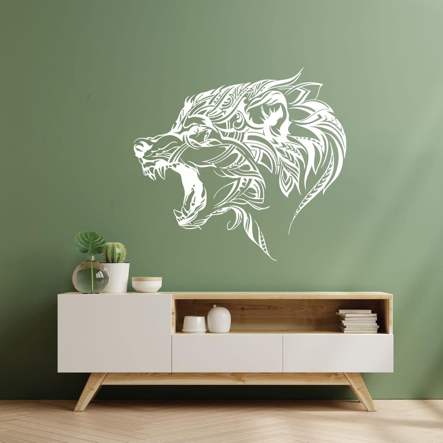 Fine Carving Stickers Beautiful Wolf Wild Animal Predator Tribal Do Not Damage The Wall Surface