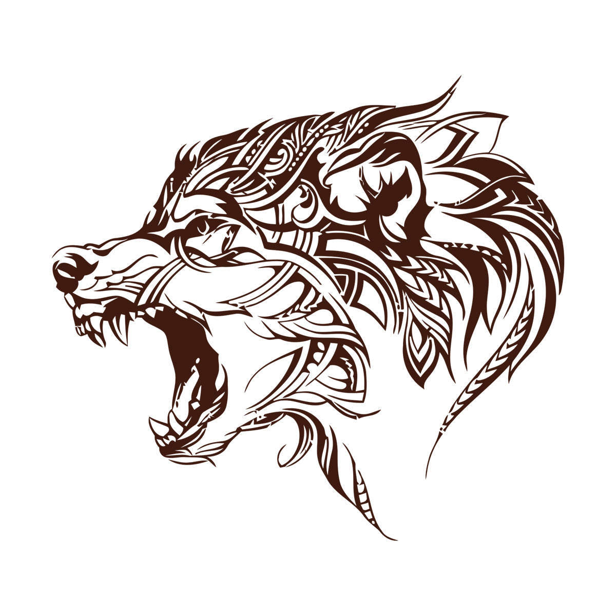 Fine Carving Stickers Beautiful Wolf Wild Animal Predator Tribal Do Not Damage The Wall Surface
