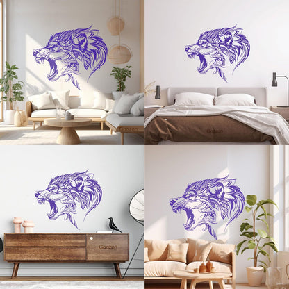 Fine Carving Stickers Beautiful Wolf Wild Animal Predator Tribal Do Not Damage The Wall Surface