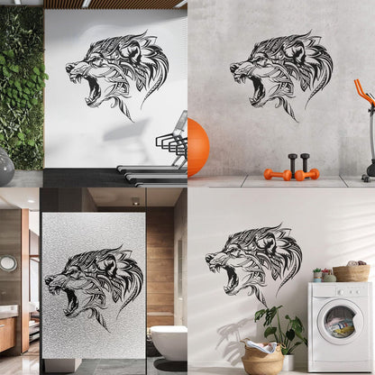 Fine Carving Stickers Beautiful Wolf Wild Animal Predator Tribal Do Not Damage The Wall Surface