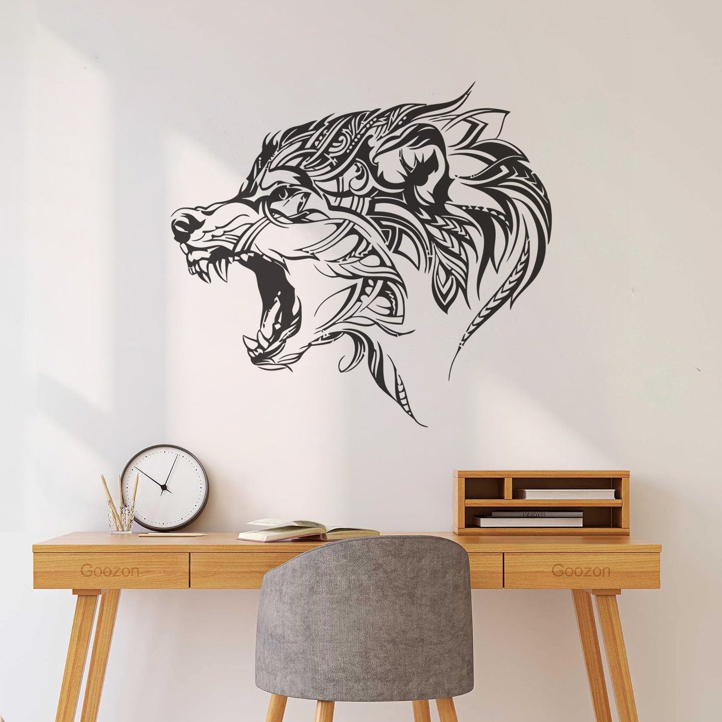 Fine Carving Stickers Beautiful Wolf Wild Animal Predator Tribal Do Not Damage The Wall Surface