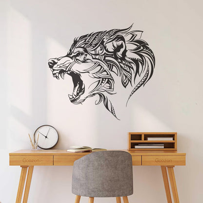 Fine Carving Stickers Beautiful Wolf Wild Animal Predator Tribal Do Not Damage The Wall Surface