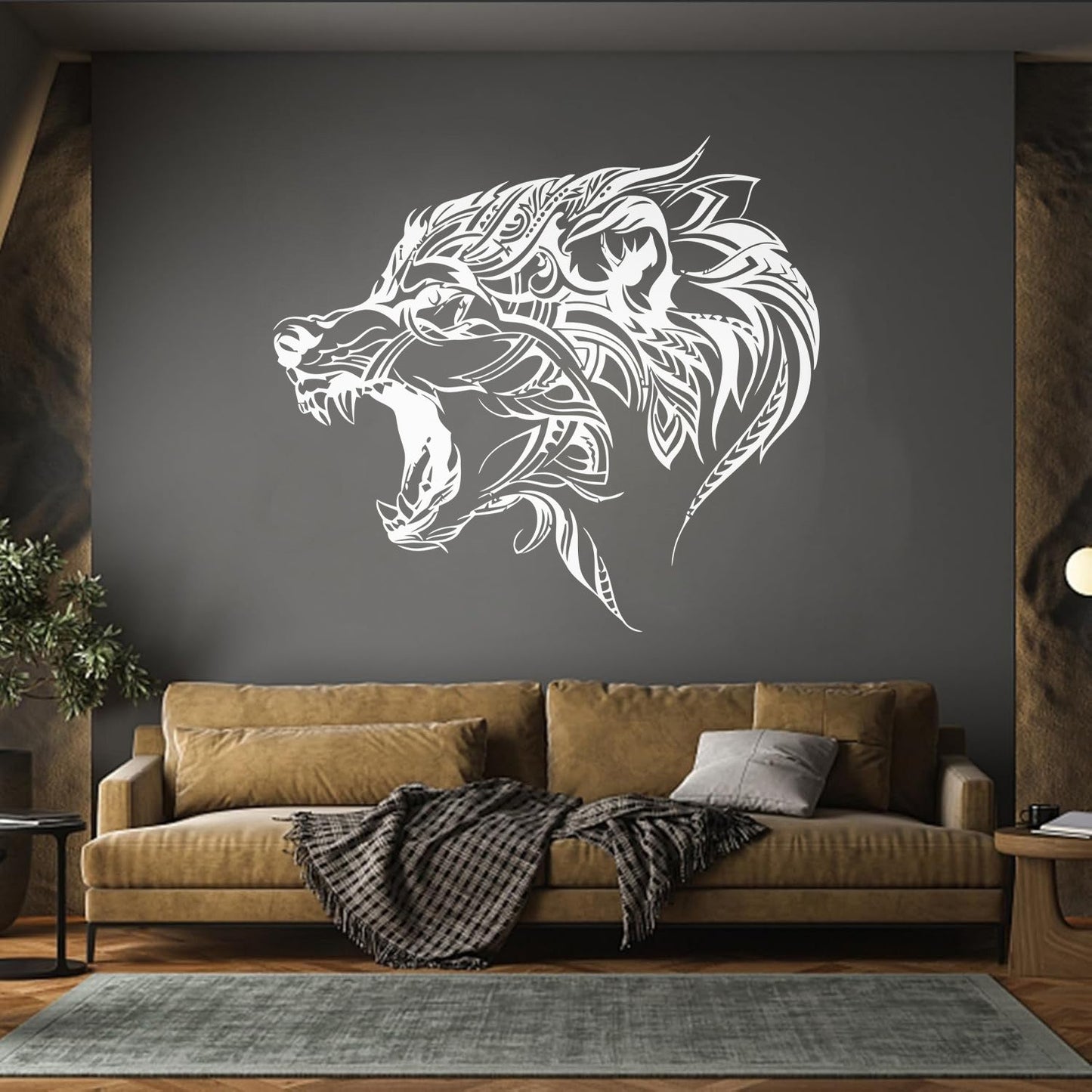 Fine Carving Stickers Beautiful Wolf Wild Animal Predator Tribal Do Not Damage The Wall Surface
