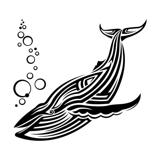 Wall Decals Big Blue Whale Sea Animal Water Bubbles Art Decoration