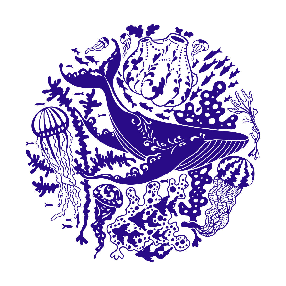 Vinyl Wall Decals Blue Whale Sea Ocean Animals Jellyfish Marine Style Personalized Customization