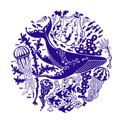 Vinyl Wall Decals Blue Whale Sea Ocean Animals Jellyfish Marine Style Personalized Customization