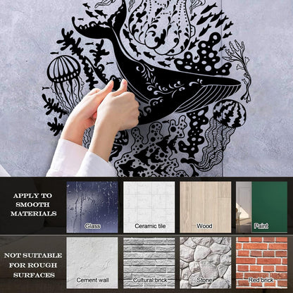 Vinyl Wall Decals Blue Whale Sea Ocean Animals Jellyfish Marine Style Personalized Customization