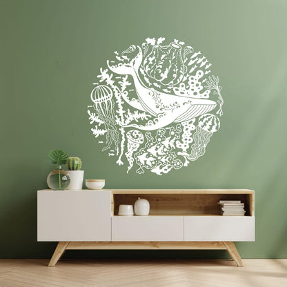 Vinyl Wall Decals Blue Whale Sea Ocean Animals Jellyfish Marine Style Personalized Customization