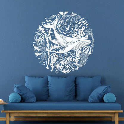 Vinyl Wall Decals Blue Whale Sea Ocean Animals Jellyfish Marine Style Personalized Customization