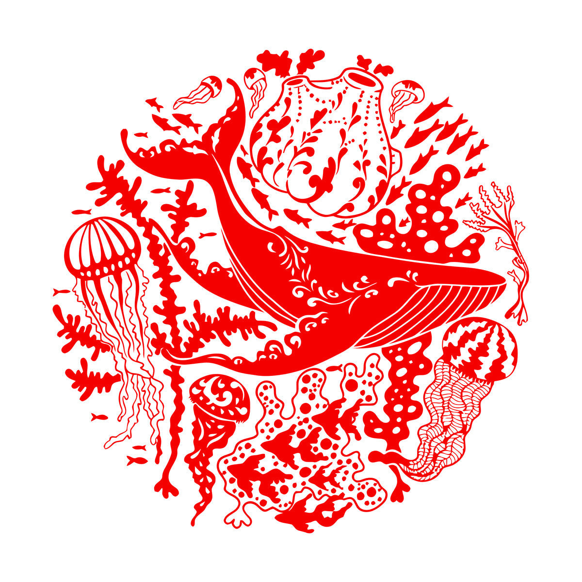 Vinyl Wall Decals Blue Whale Sea Ocean Animals Jellyfish Marine Style Personalized Customization