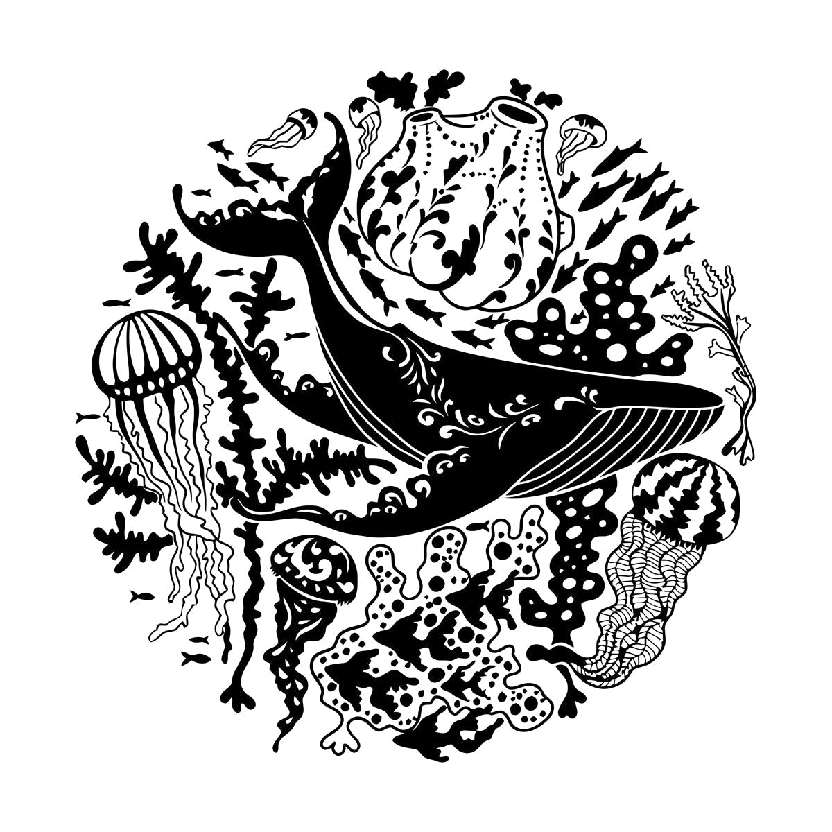 Vinyl Wall Decals Blue Whale Sea Ocean Animals Jellyfish Marine Style Personalized Customization