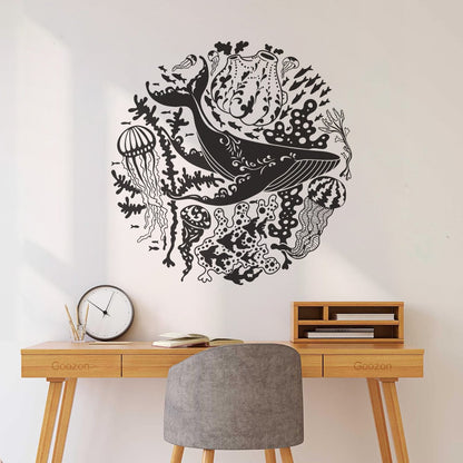 Vinyl Wall Decals Blue Whale Sea Ocean Animals Jellyfish Marine Style Personalized Customization