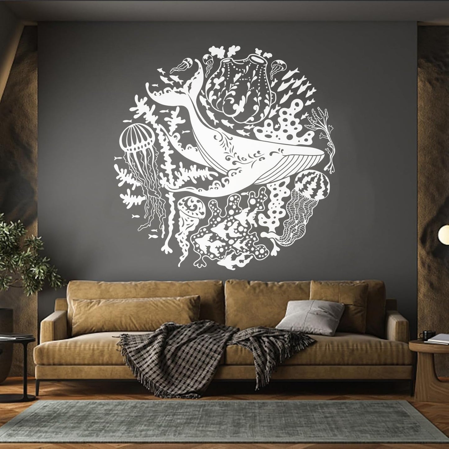 Vinyl Wall Decals Blue Whale Sea Ocean Animals Jellyfish Marine Style Personalized Customization