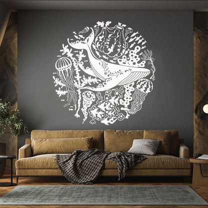 Vinyl Wall Decals Blue Whale Sea Ocean Animals Jellyfish Marine Style Personalized Customization