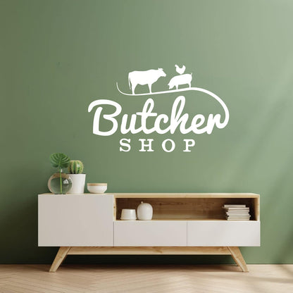 Wall Decals Pvc Butcher Shop Animals Cow Pig Chicken Meat Do Not Damage The Wall Surface
