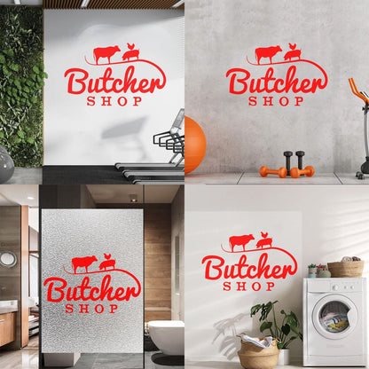 Wall Decals Pvc Butcher Shop Animals Cow Pig Chicken Meat Do Not Damage The Wall Surface