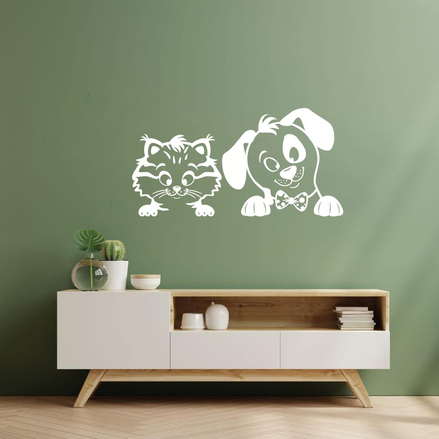 Lettering Stickers Cartoon Kitten Puppy Pets Animals Nursery Removable Without Leaving Glue