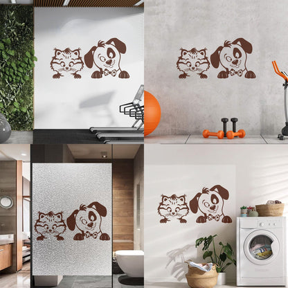 Lettering Stickers Cartoon Kitten Puppy Pets Animals Nursery Removable Without Leaving Glue
