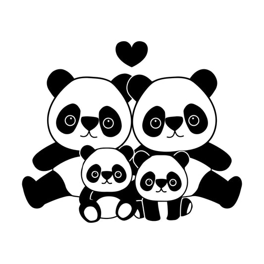 Vinyl Wall Decals Cartoon Panda Family Asian Animals Children'S Equipped With Transfer Film Kit