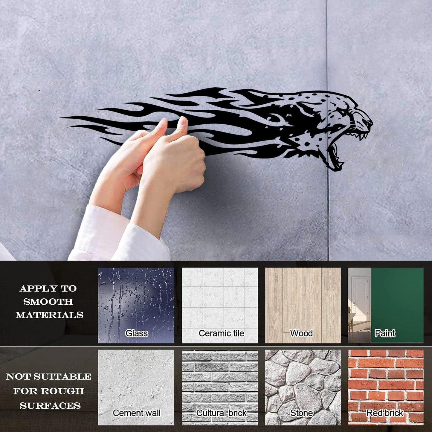 Cheetah Head Fire Wild Animal Tattoo Wall Stickers Multiple Size Options