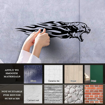 Cheetah Head Fire Wild Animal Tattoo Wall Stickers Multiple Size Options