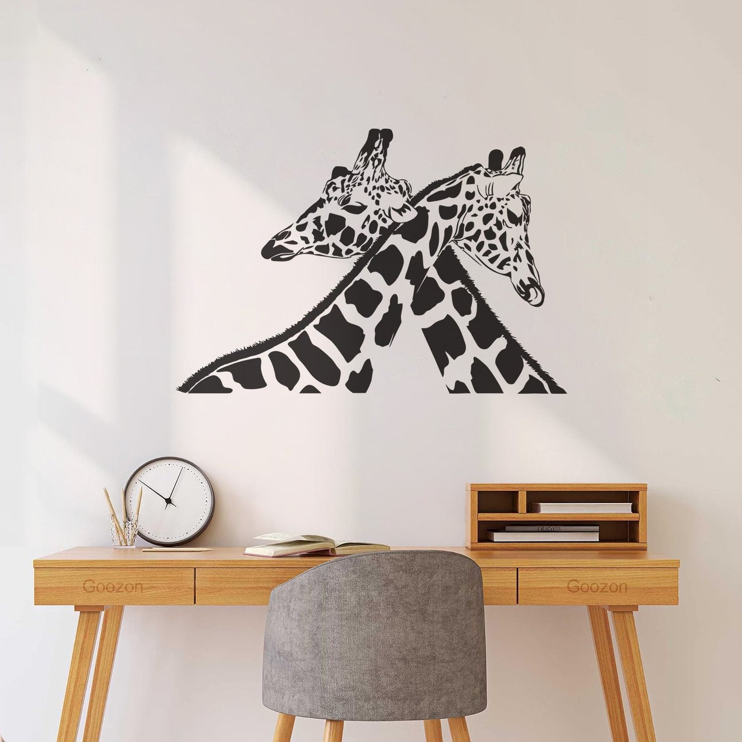 Couple Giraffe Zoo Living African Animals Fine Carving Decals Easy Installation