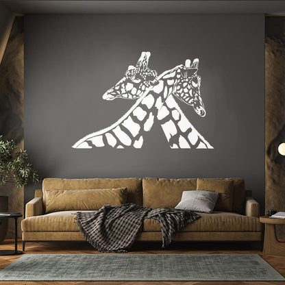 Couple Giraffe Zoo Living African Animals Fine Carving Decals Easy Installation