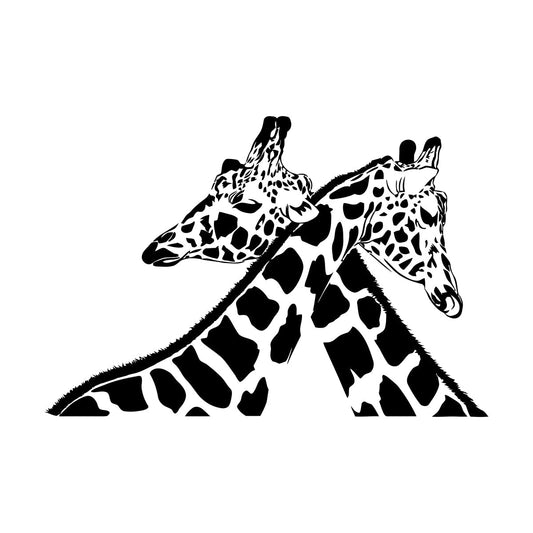 Couple Giraffe Zoo Living African Animals Fine Carving Decals Easy Installation