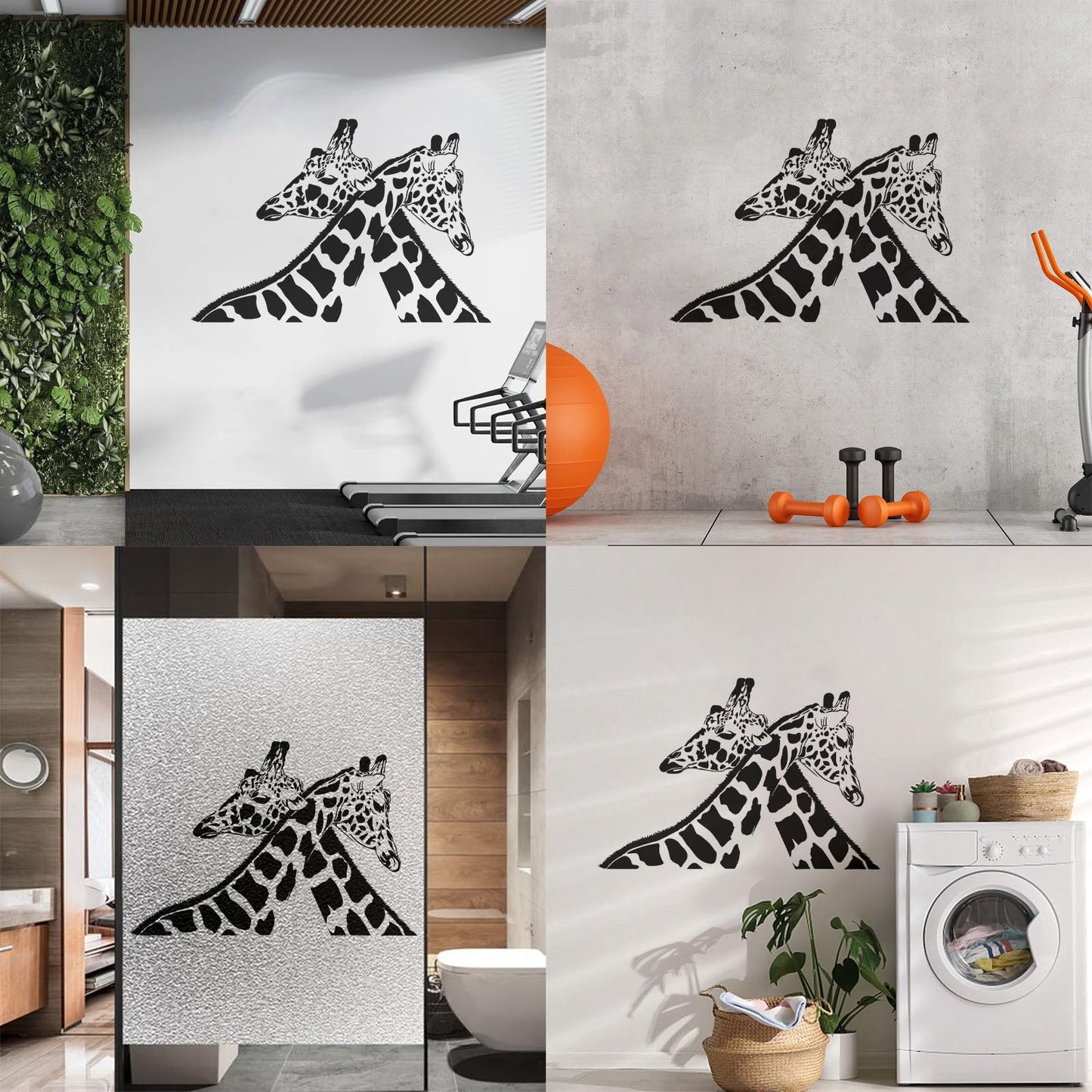 Couple Giraffe Zoo Living African Animals Fine Carving Decals Easy Installation