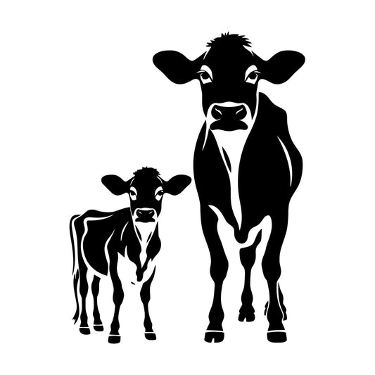 Wall Decals Paster Paper Cow And Calf Farm Animal Family Silhouette Can Modify And Add Information