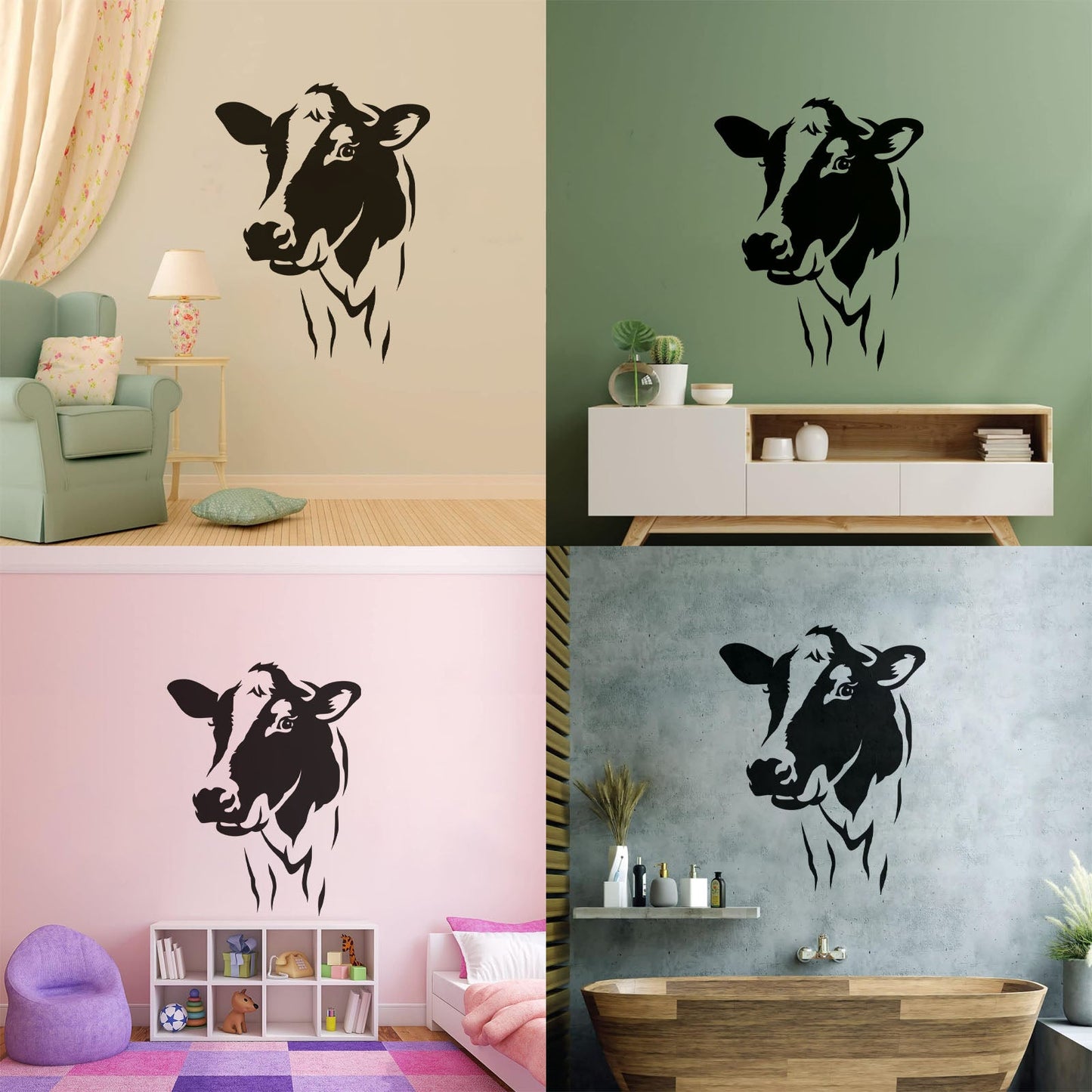 Cow Head Animal Dairy Farm Milk Village Vinyl Wall Stickers Art Decoration