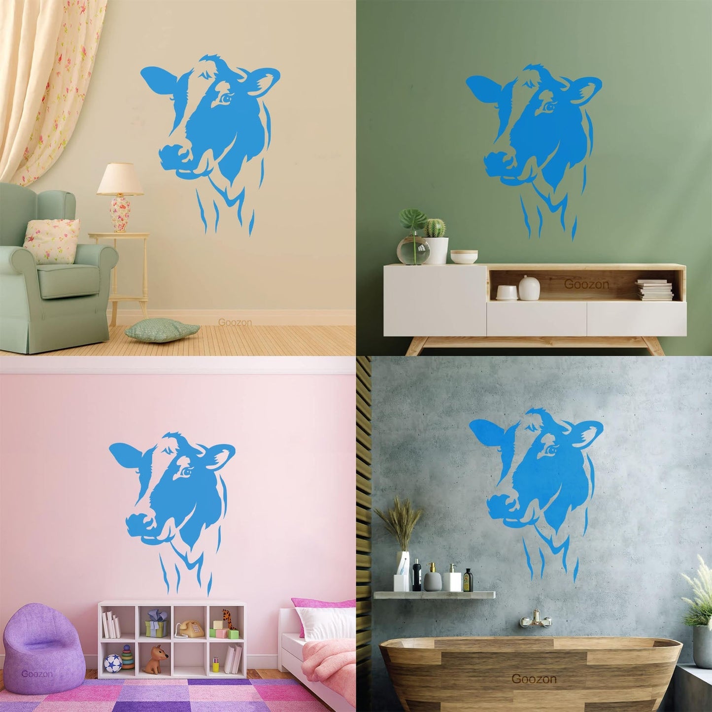Cow Head Animal Dairy Farm Milk Village Vinyl Wall Stickers Art Decoration