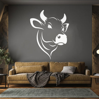 Mural And Wall Vinyl Decal Cow Head Farm Product Animal Village Glass Stickers
