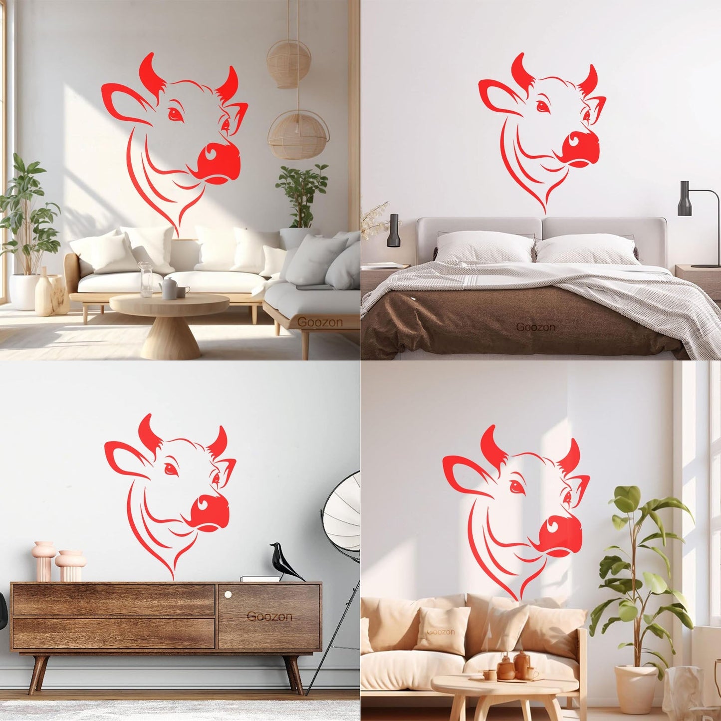 Mural And Wall Vinyl Decal Cow Head Farm Product Animal Village Glass Stickers