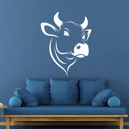 Mural And Wall Vinyl Decal Cow Head Farm Product Animal Village Glass Stickers