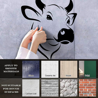 Mural And Wall Vinyl Decal Cow Head Farm Product Animal Village Glass Stickers