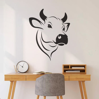 Mural And Wall Vinyl Decal Cow Head Farm Product Animal Village Glass Stickers