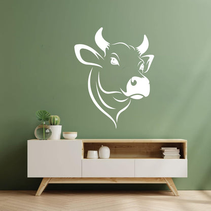 Mural And Wall Vinyl Decal Cow Head Farm Product Animal Village Glass Stickers