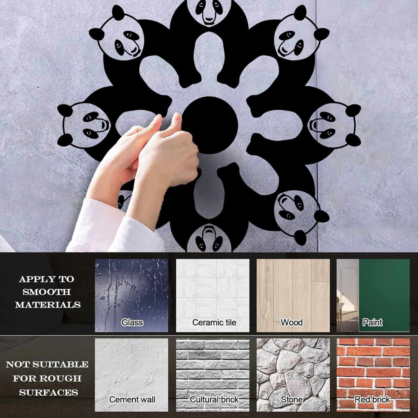 Mural And Wall Vinyl Decal Cute Pandas Animals Ation Kids Wall Beautification