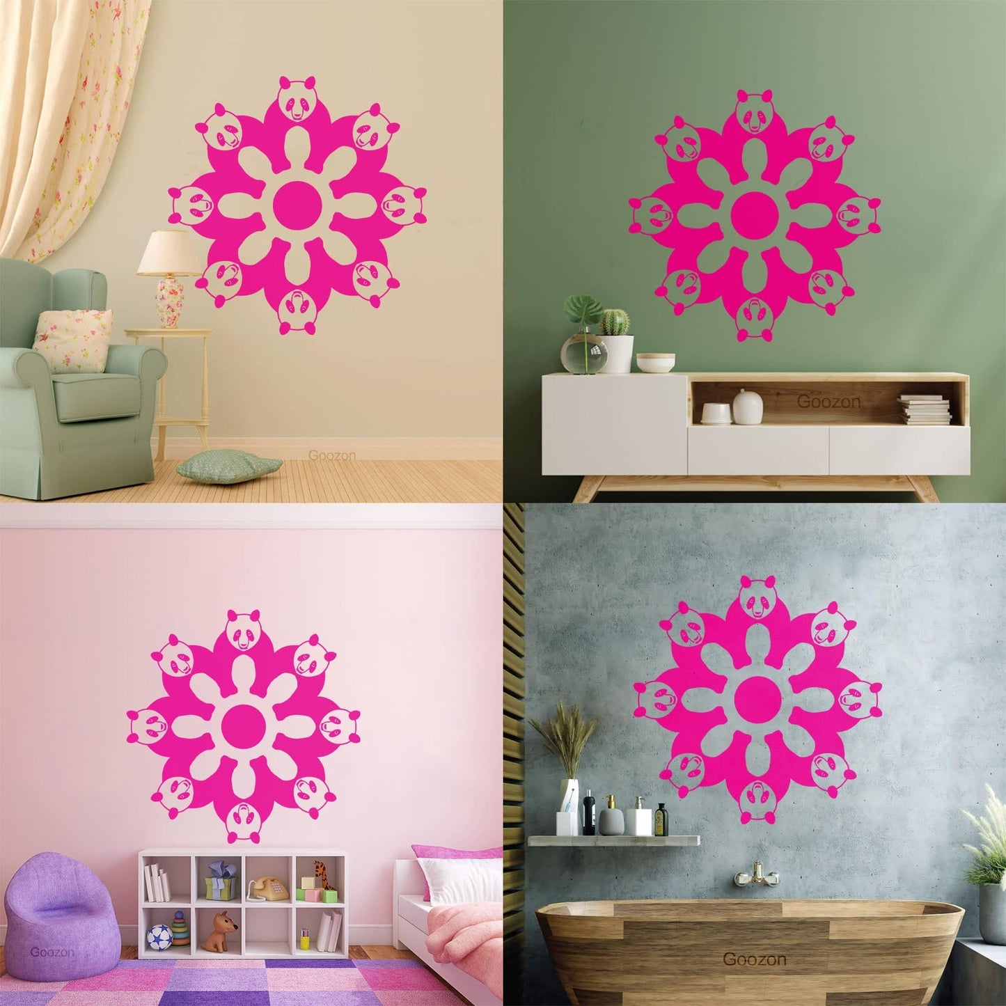 Mural And Wall Vinyl Decal Cute Pandas Animals Ation Kids Wall Beautification
