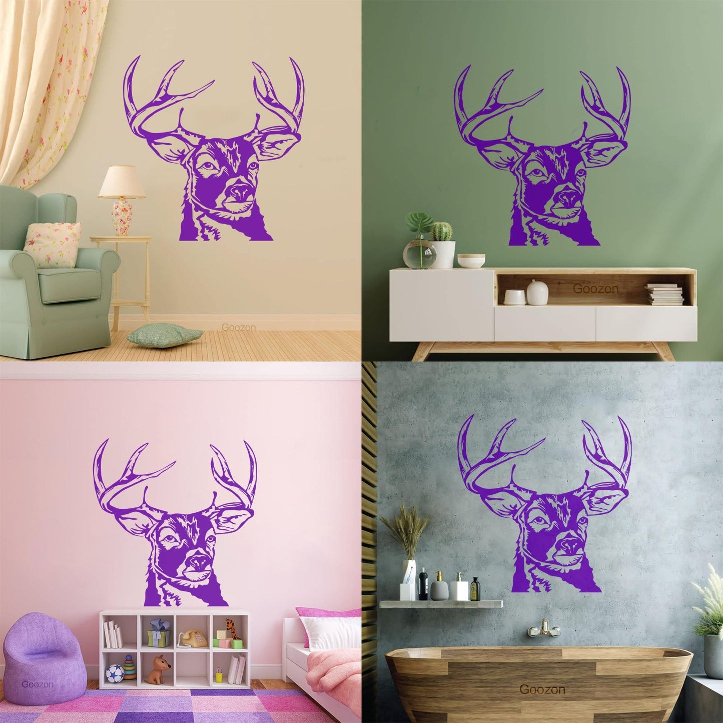 Wall Decals Paster Paper Deer Animal Horns Hunting Hunter Easy Installation
