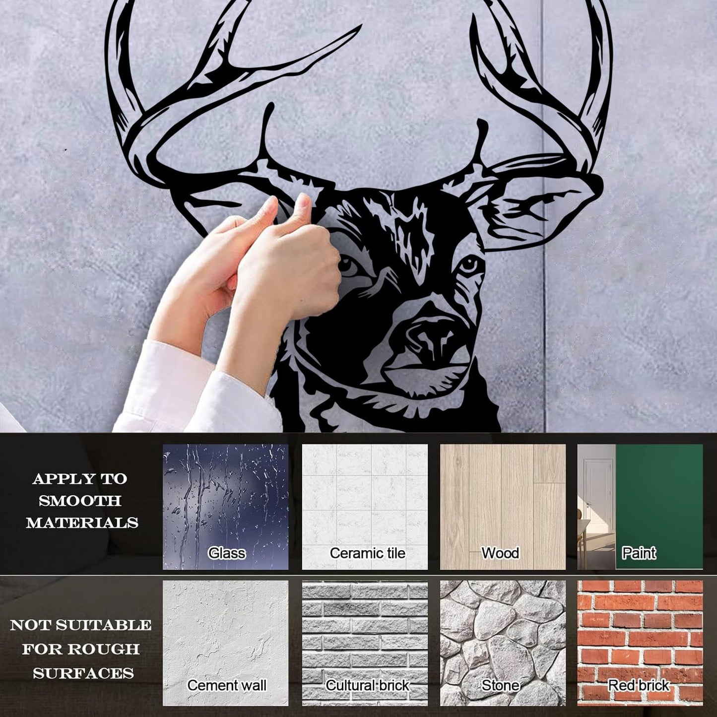Wall Decals Paster Paper Deer Animal Horns Hunting Hunter Easy Installation
