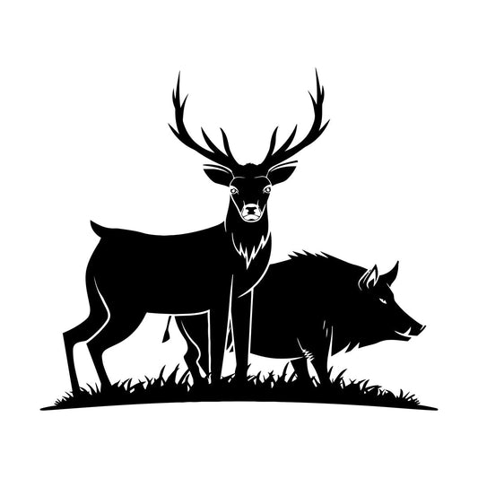 Mural And Wall Vinyl Decal Deer Boar Hunting Club Forest Wild Animals Personalized Customization
