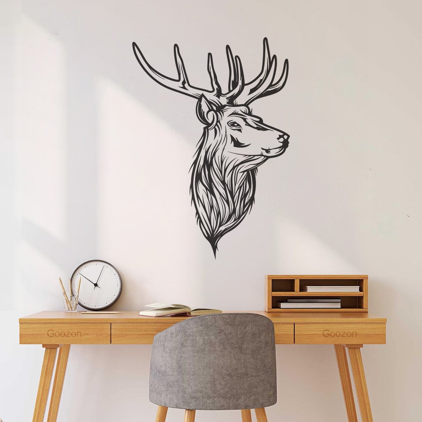 Deer Horn Head Hunter Animal Lettering Decals Tattoo Culture