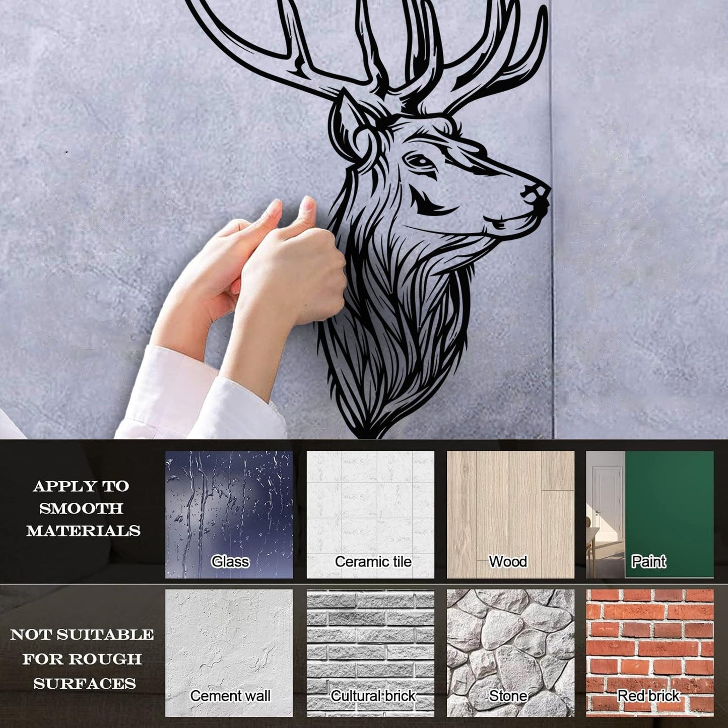 Deer Horn Head Hunter Animal Lettering Decals Tattoo Culture