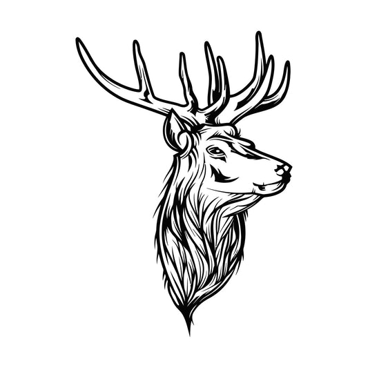 Deer Horn Head Hunter Animal Lettering Decals Tattoo Culture